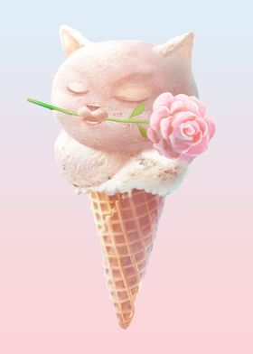 Summer Rose Cat Ice Cream