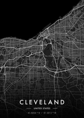 Cleveland City Map Dark