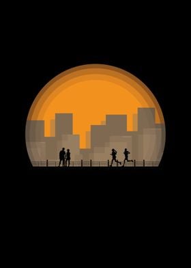 Silhouette City Couples