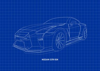 Nissan GTR blueprint