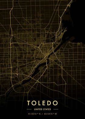 Toledo City Map Gold