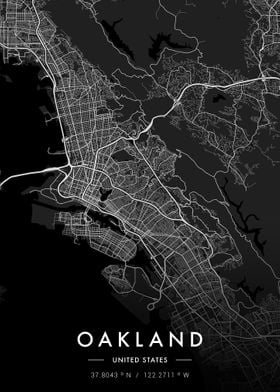 Oakland City Map Dark