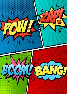 Comic Text POW ZAP BOOM' Poster by 84PixelDesign | Displate