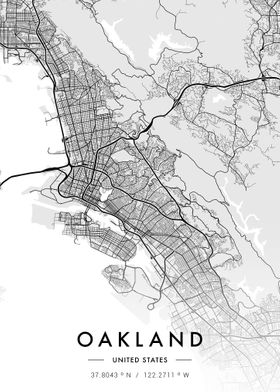 Oakland City Map White