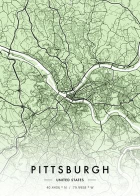 Pittsburgh City Map Green