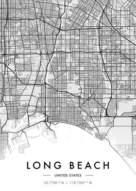 Long Beach City Map White