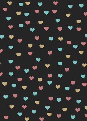 Colorful hearts with black