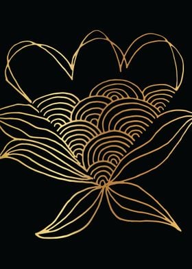 Gold Abstract Flower Lines