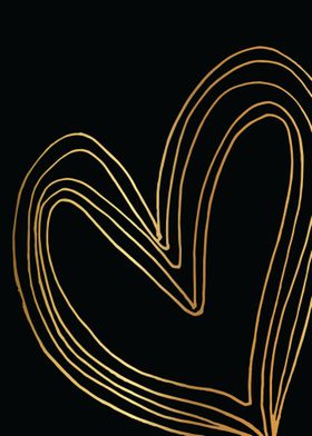 Gold Abstract Heart Lines