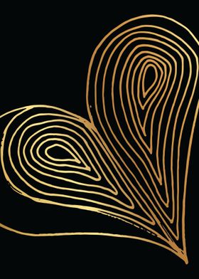 Gold Abstract Heart Lines