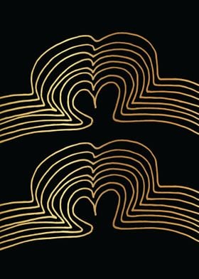 Gold Abstract Heart Lines