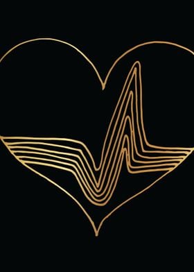 Gold Abstract Heart Lines