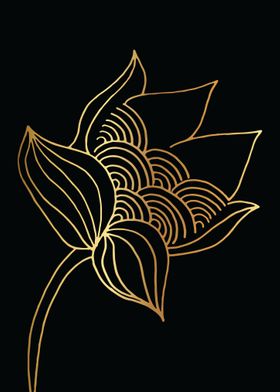 Gold Abstract Flower Lines