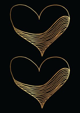 Gold Abstract Heart Lines