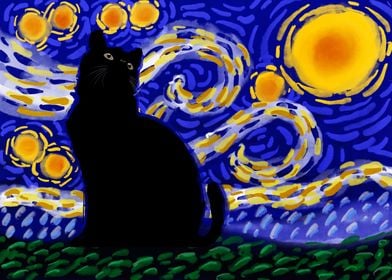 Starry night cat