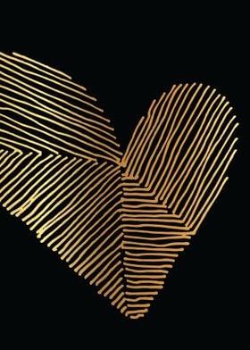 Gold Abstract Heart Lines