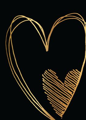 Gold Abstract Heart Lines