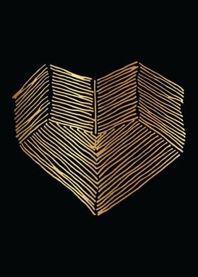 Gold Abstract Heart Lines