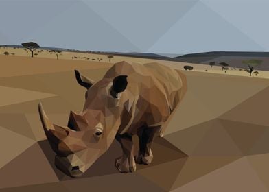 Low Poly African Rhino 