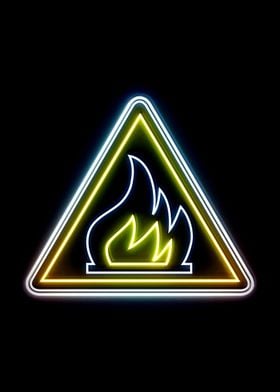 fire danger symbol neon 
