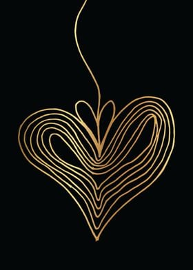 Gold Abstract Heart Lines