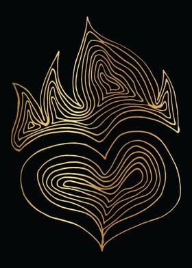 Gold Abstract Heart Lines