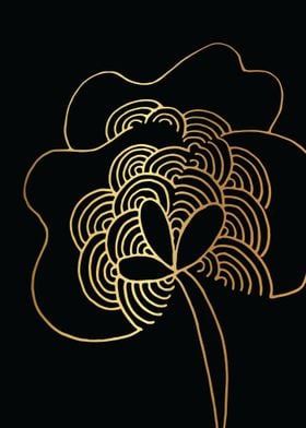 Gold Abstract Flower Lines