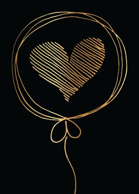 Gold Abstract Heart Lines