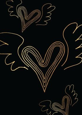 Gold Abstract Heart Lines