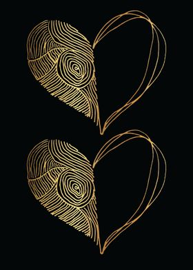 Gold Abstract Heart Lines