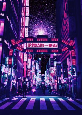 Neon Night City In Japan