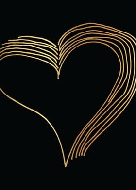 Gold Abstract Heart Lines