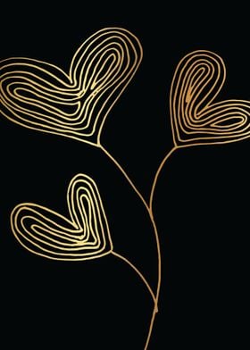 Gold Abstract Heart Lines