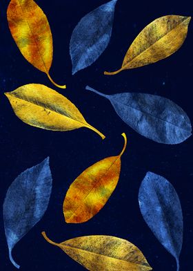 Blue and golden leaves