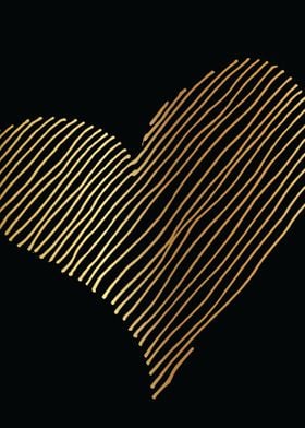 Gold Abstract Heart Lines