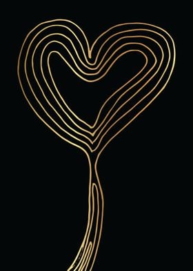 Gold Abstract Heart Lines