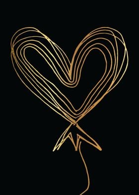 Gold Abstract Heart Lines