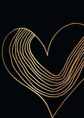 Gold Abstract Heart Lines