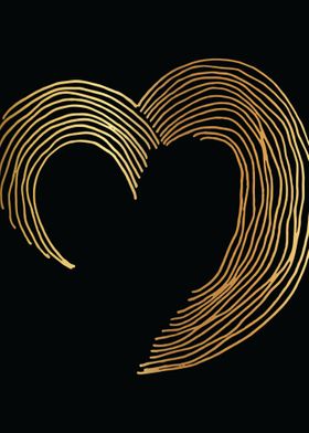 Gold Abstract Heart Lines