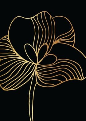 Gold Abstract Flower Lines