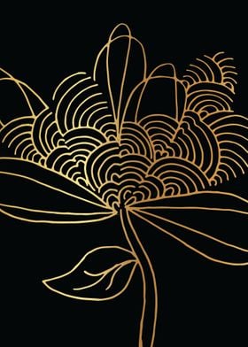 Gold Abstract Flower Lines