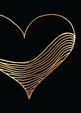 Gold Abstract Heart Lines