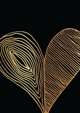 Gold Abstract Heart Lines