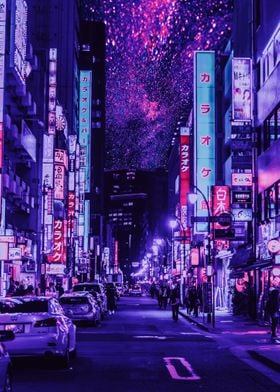 Neon night City In Japan 