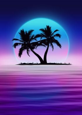 palm sunset synthwave