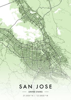 San Jose City Map Green