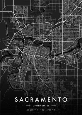 Sacramento City Map Dark