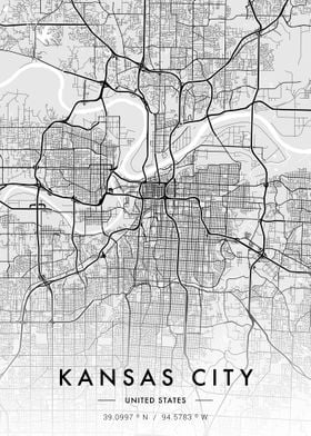 Kansas City Map White