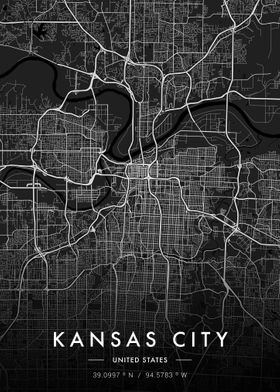 Kansas City Map Dark