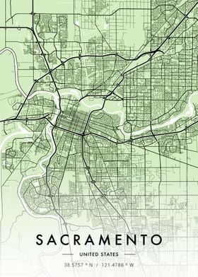 Sacramento City Map Green